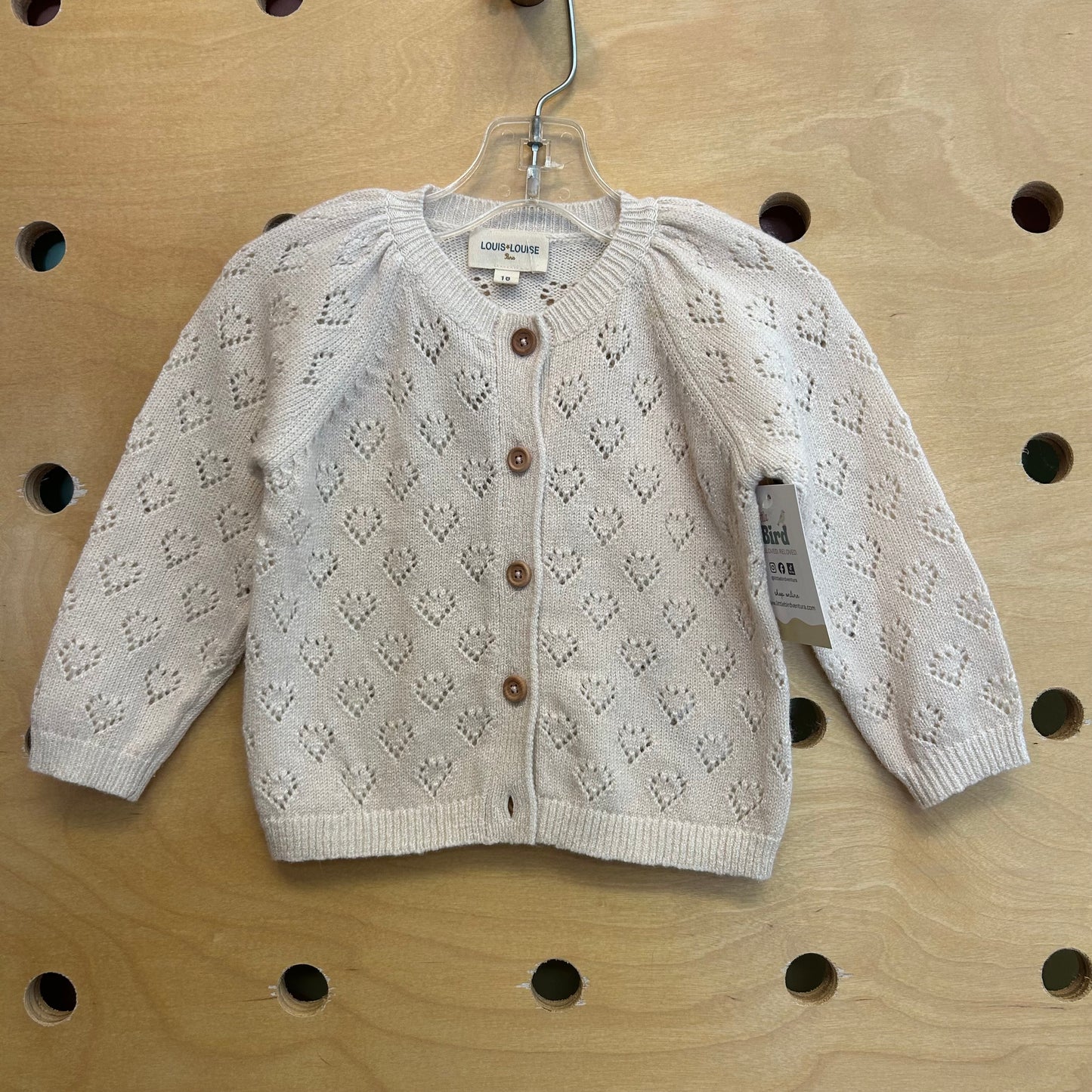 Cream Hearts Shimmer Cardigan
