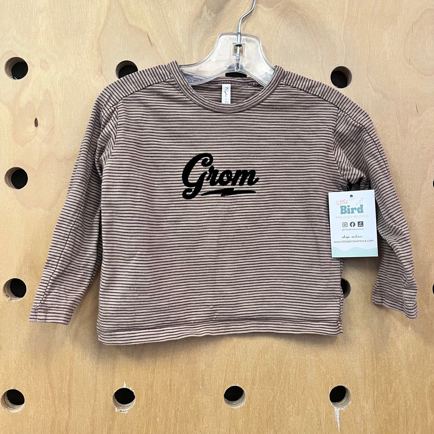Brown Striped 'Grom' Cotton LS