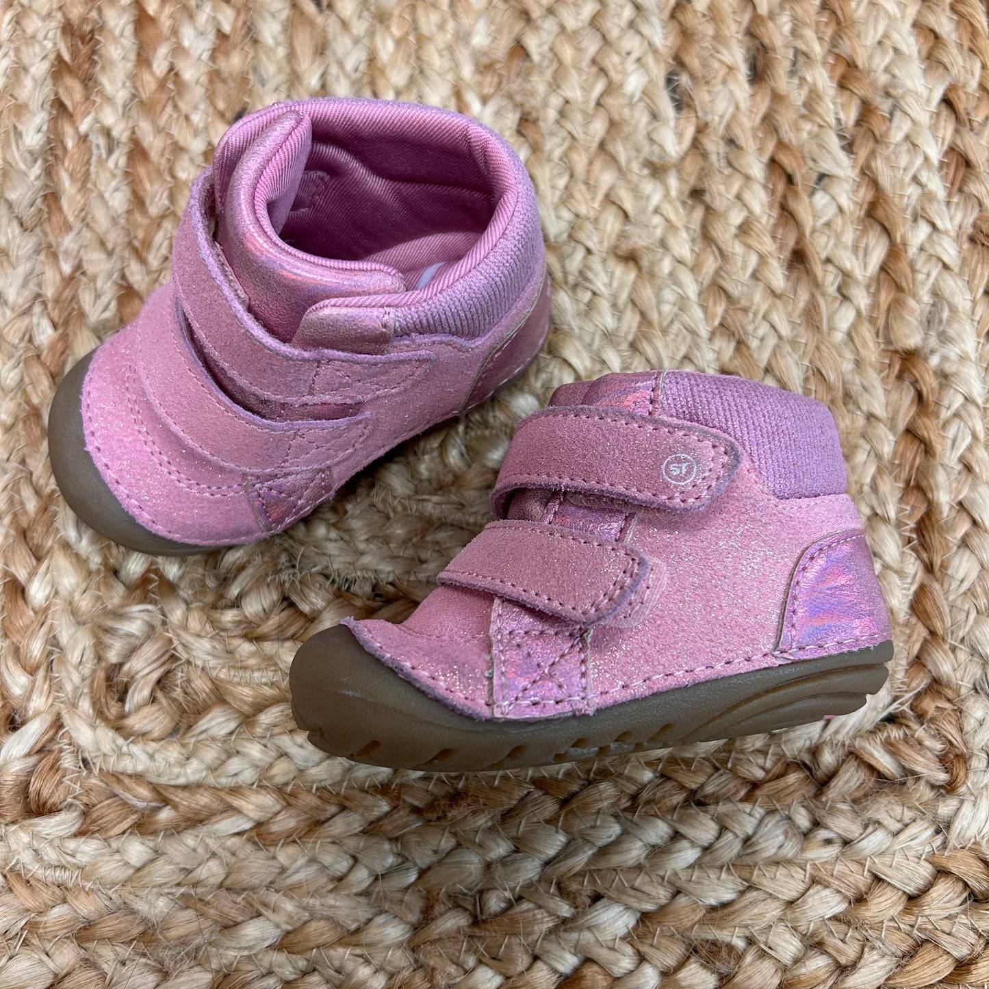 Pink Shimmer Velcro Martin Boots