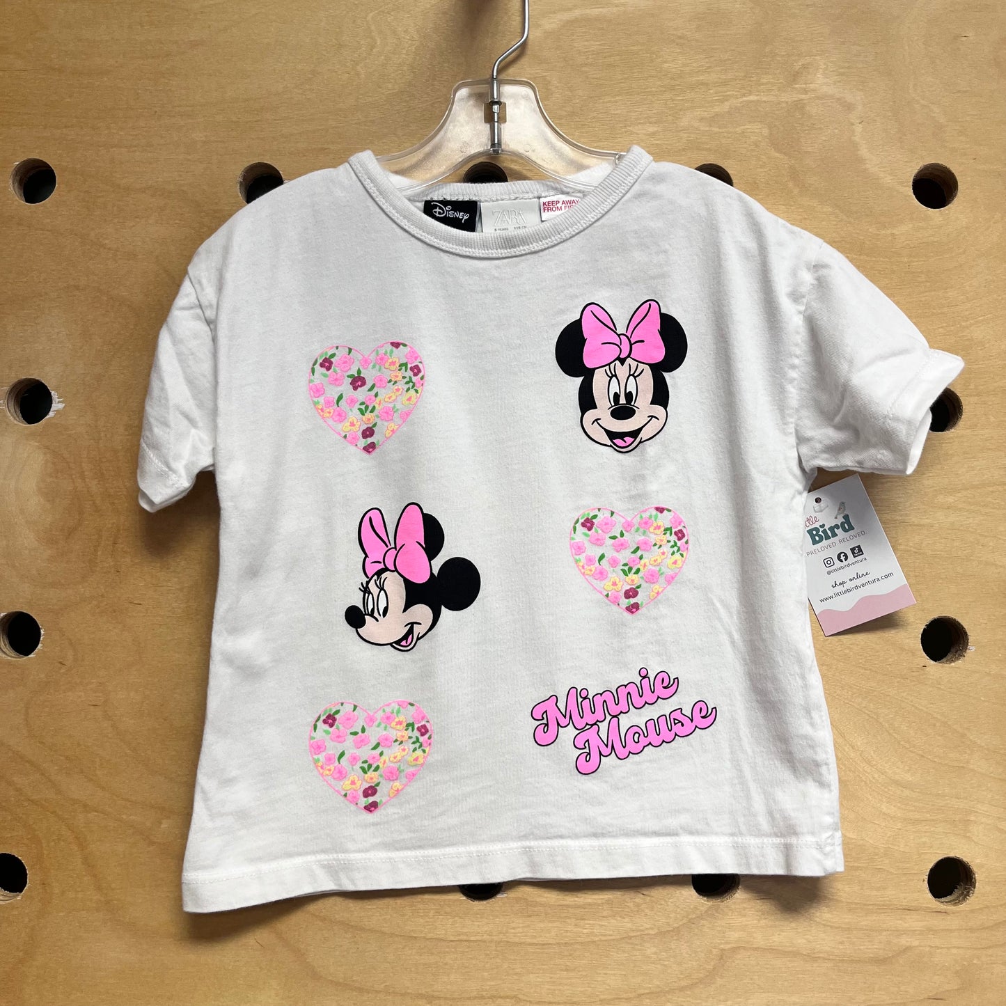 White Floral Hearts Minnie Tee