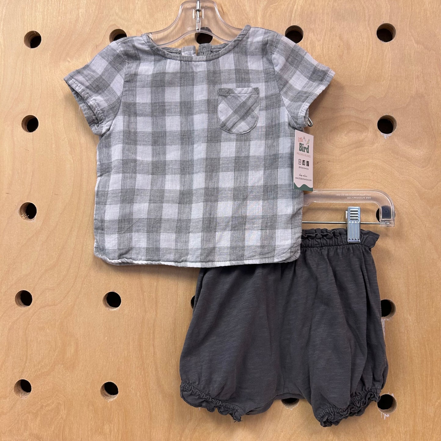 Grey Checkered Top & Shorts
