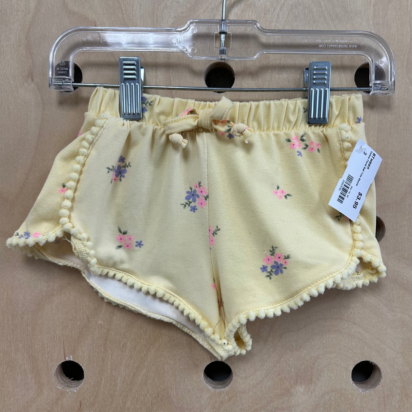 Yellow Floral Ball Trim Shorts