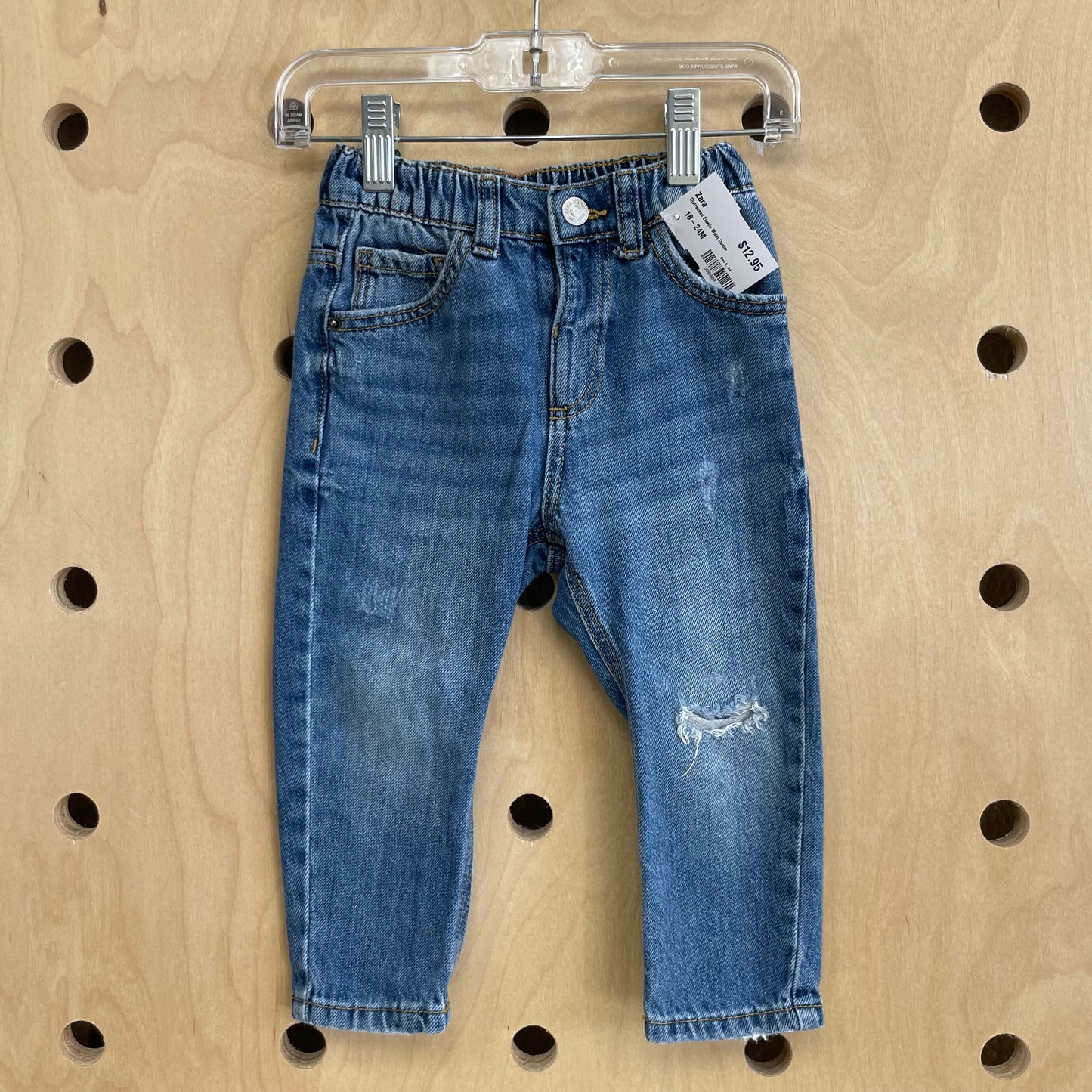 Distressed Elastic Waist Denim