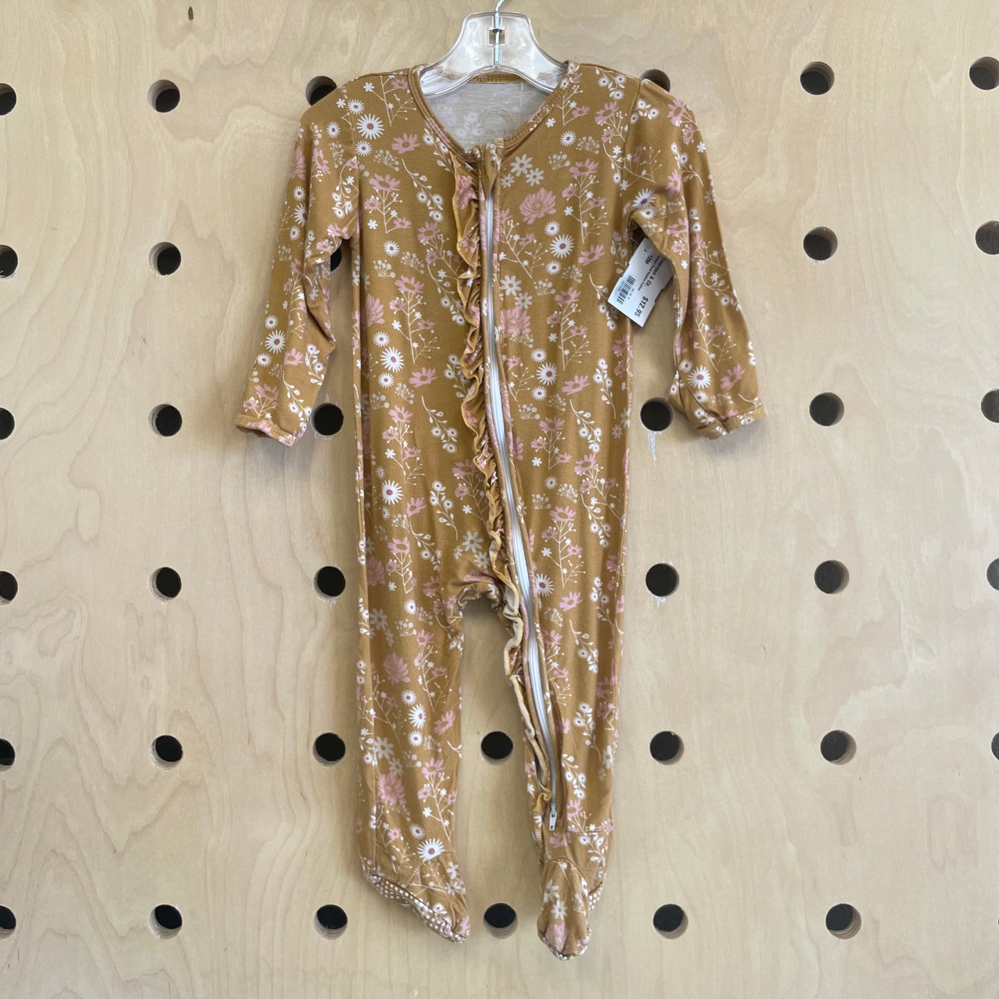 Mustard Floral Bamboo Footies