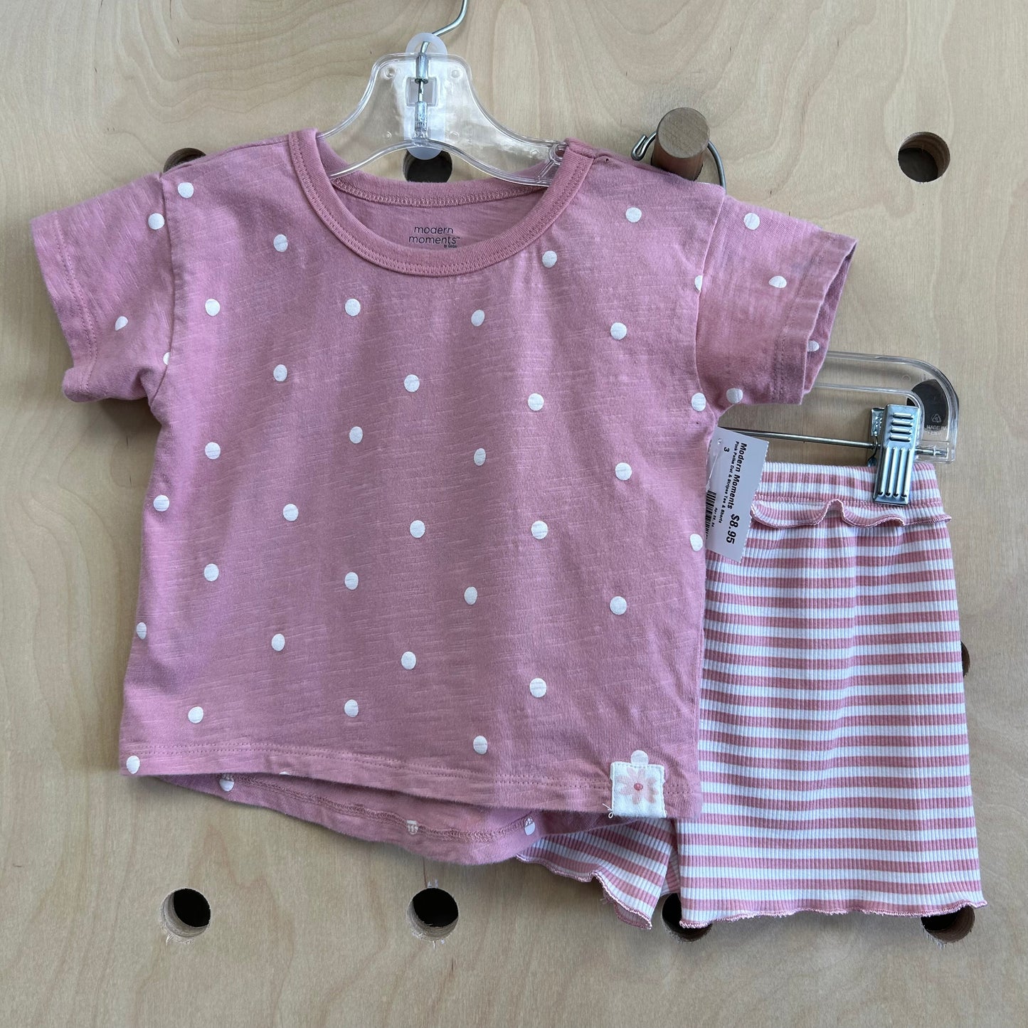 Pink Polka Dot & Stripes Tee & Shorts