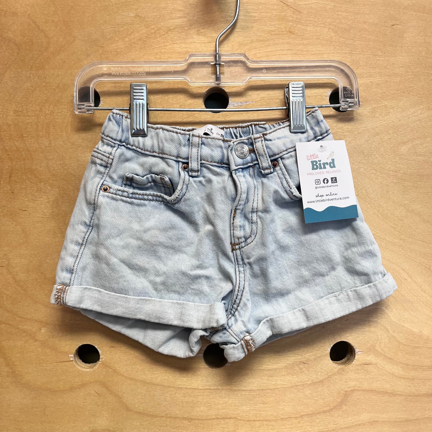 Lightwash Cuffed Denim Shorts