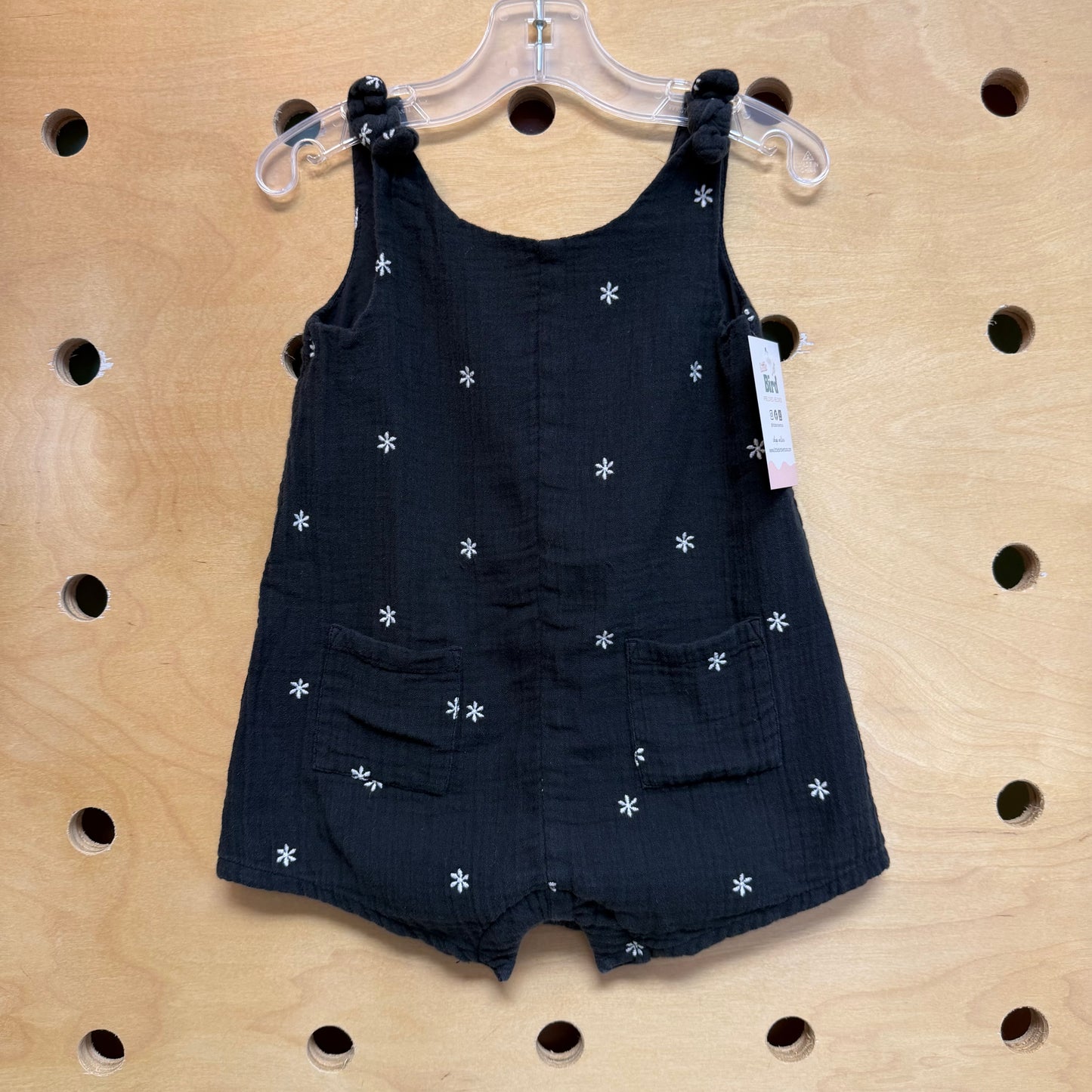 Grey Embroidered Flower Romper