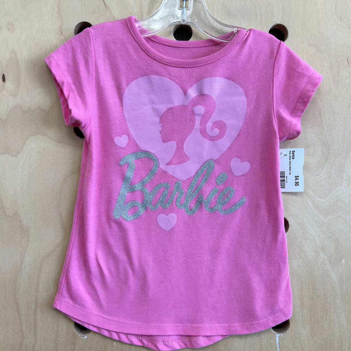 Pink+Silver Glitter Barbie Tee