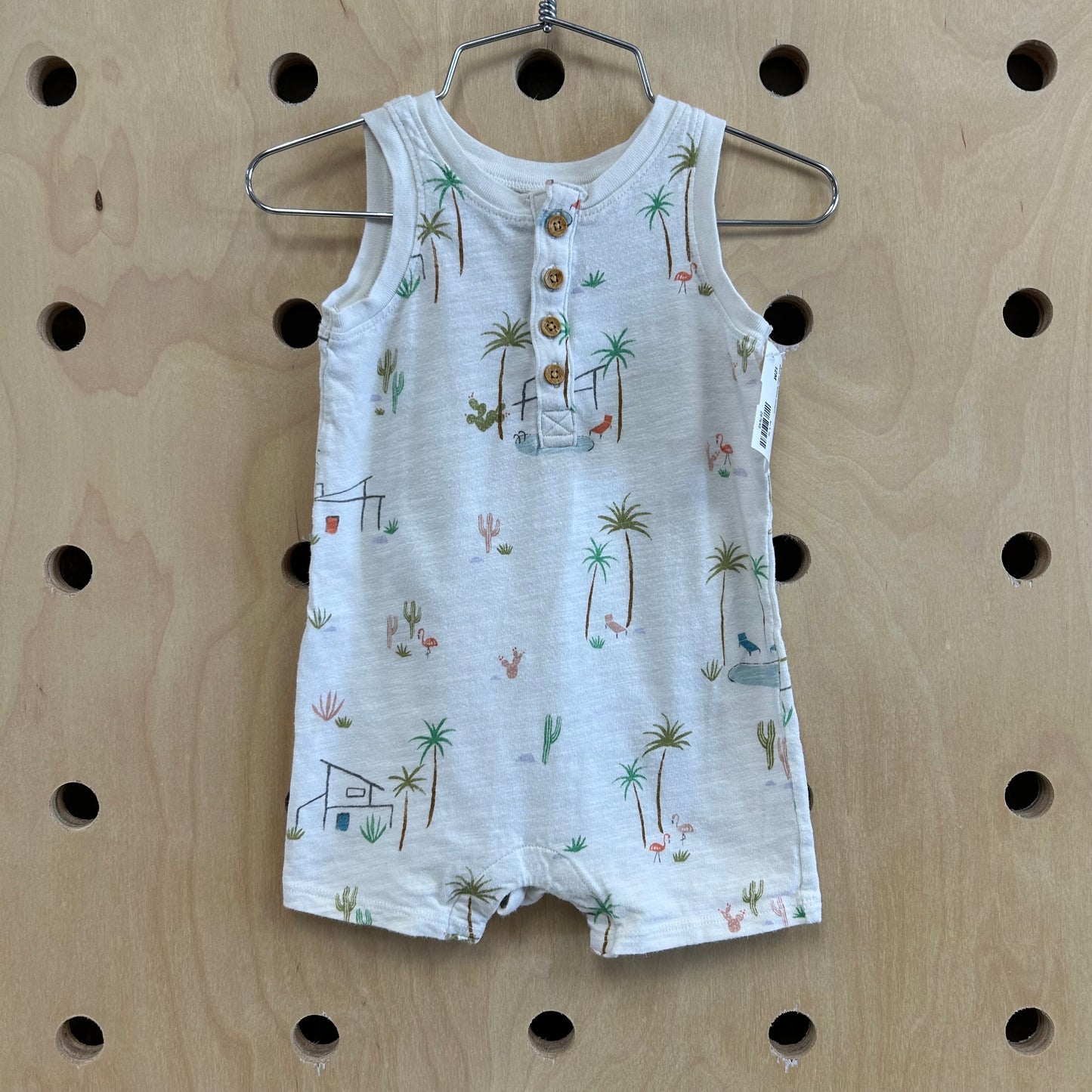 White Palm Scene Romper