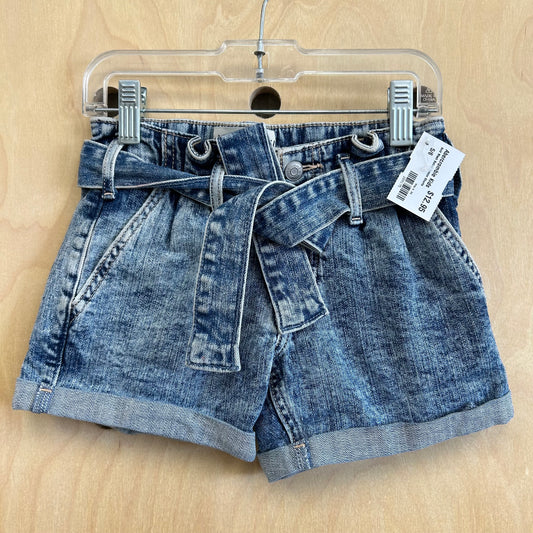 Acid Wash Belted Denim Shorts