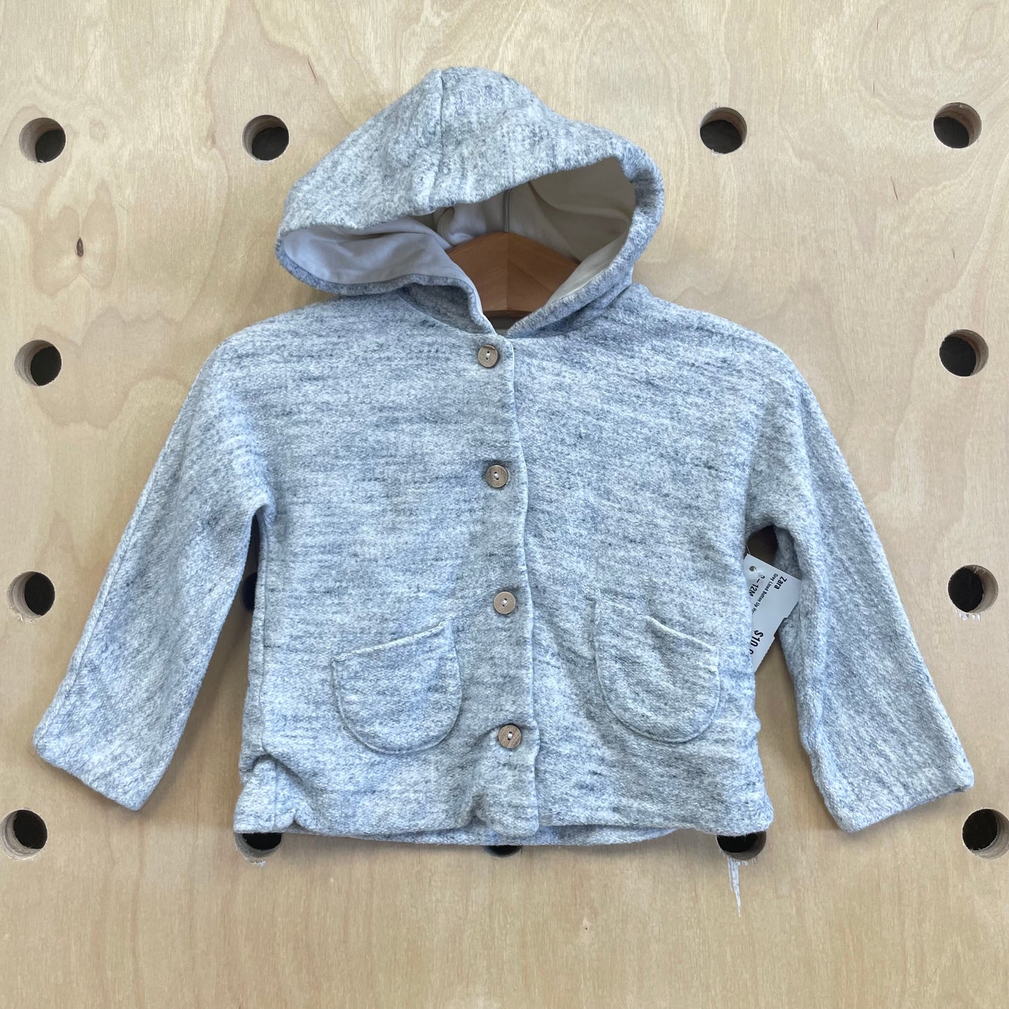 Grey Lined Button Up Hoodie