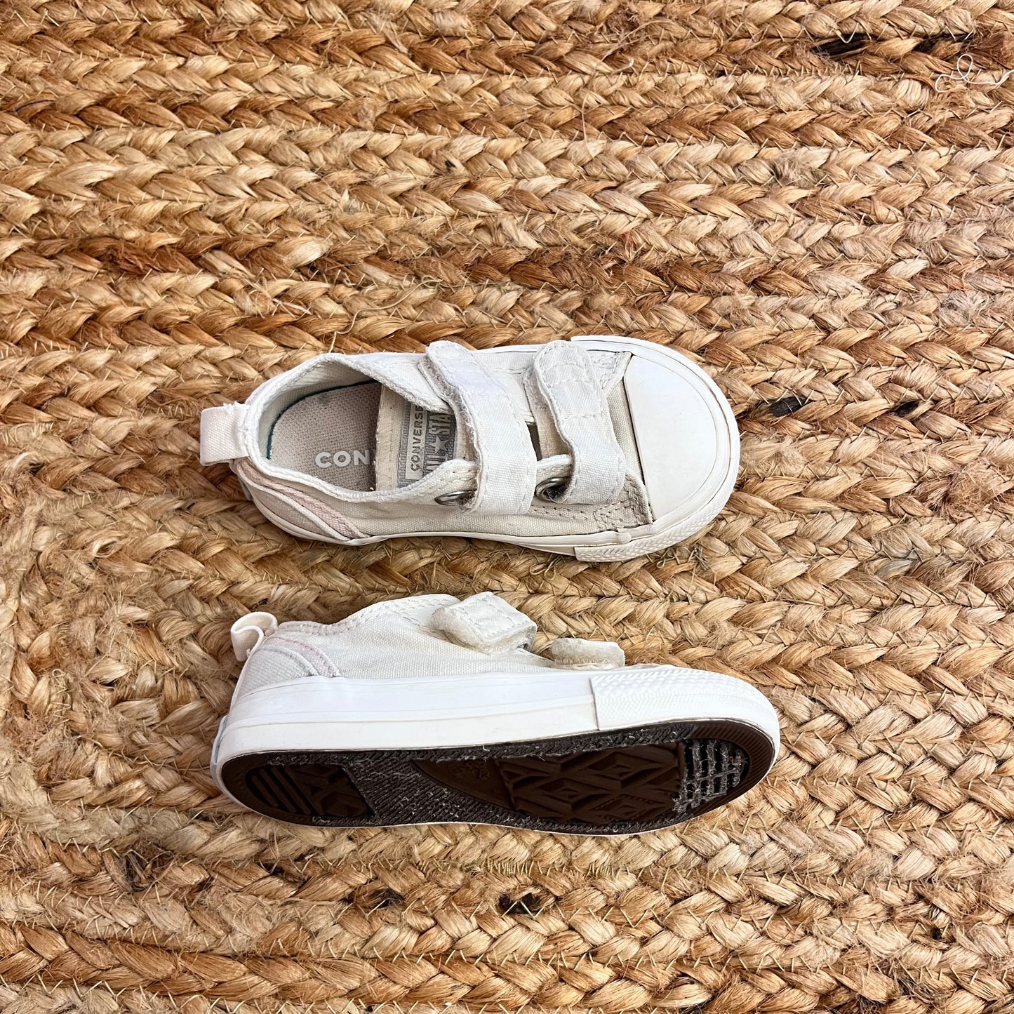 Creme & Pink Velcro Sneakers