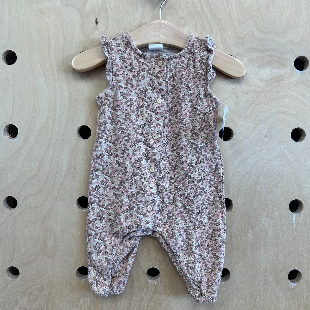 Beige & Pink Floral Romper