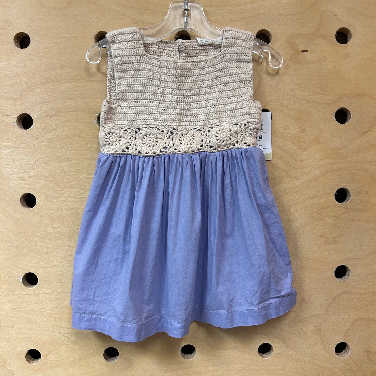 Purple/Beige Crochet Organic Dress