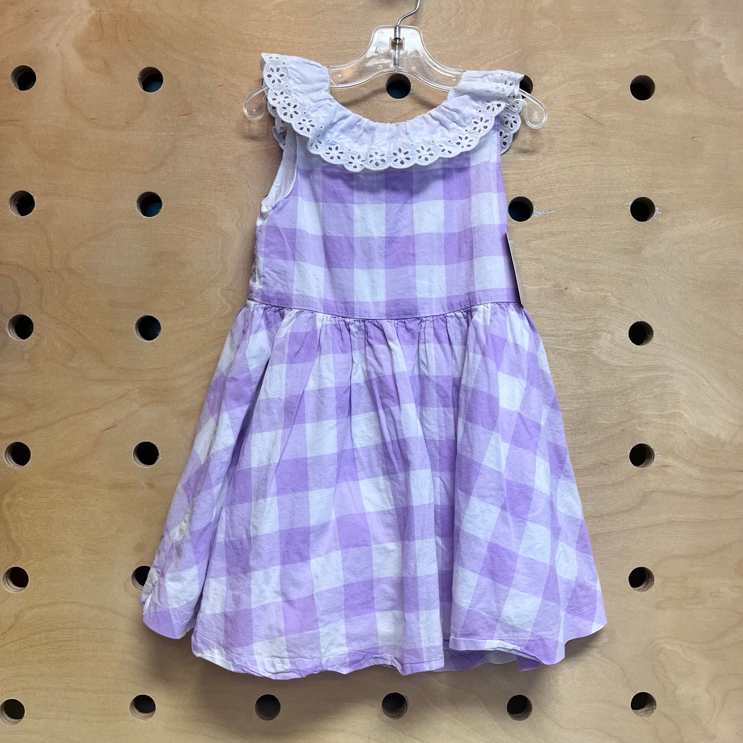 Purple Plaid Eyelett Collar Dress
