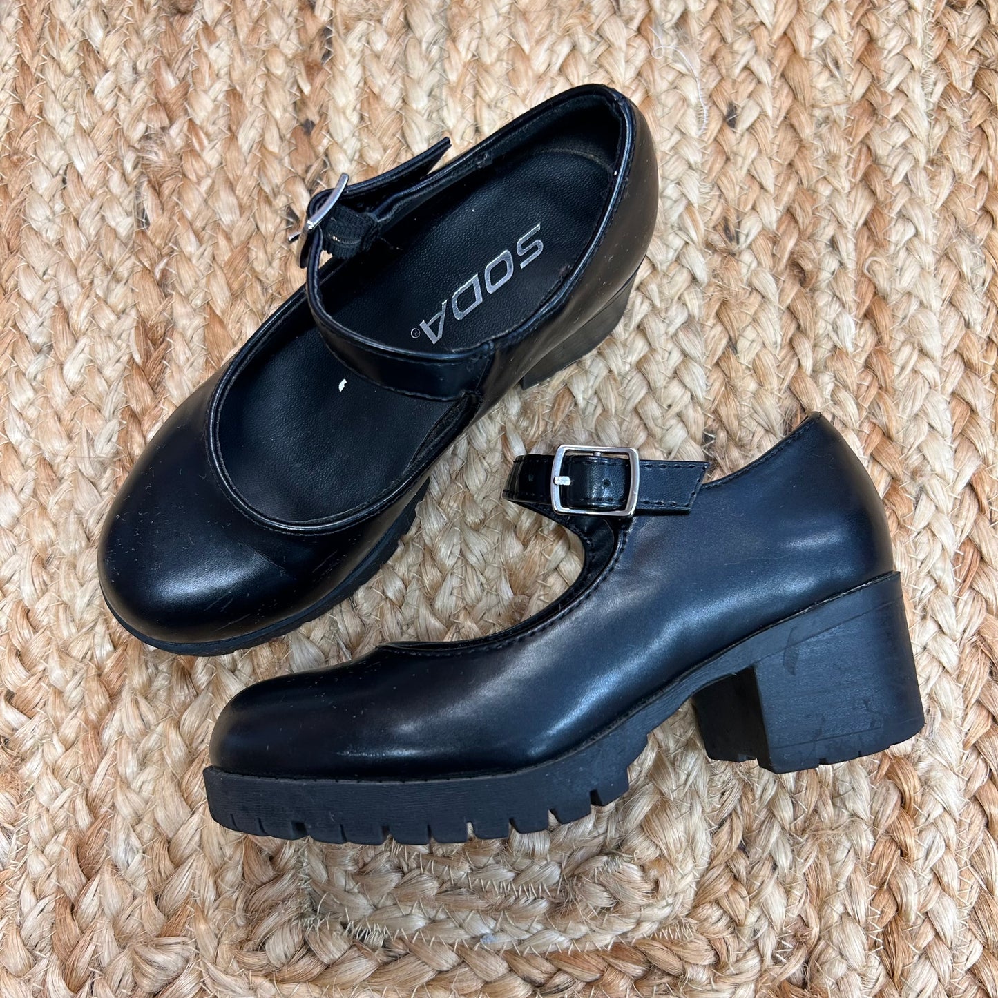 Black Platform Mary Janes