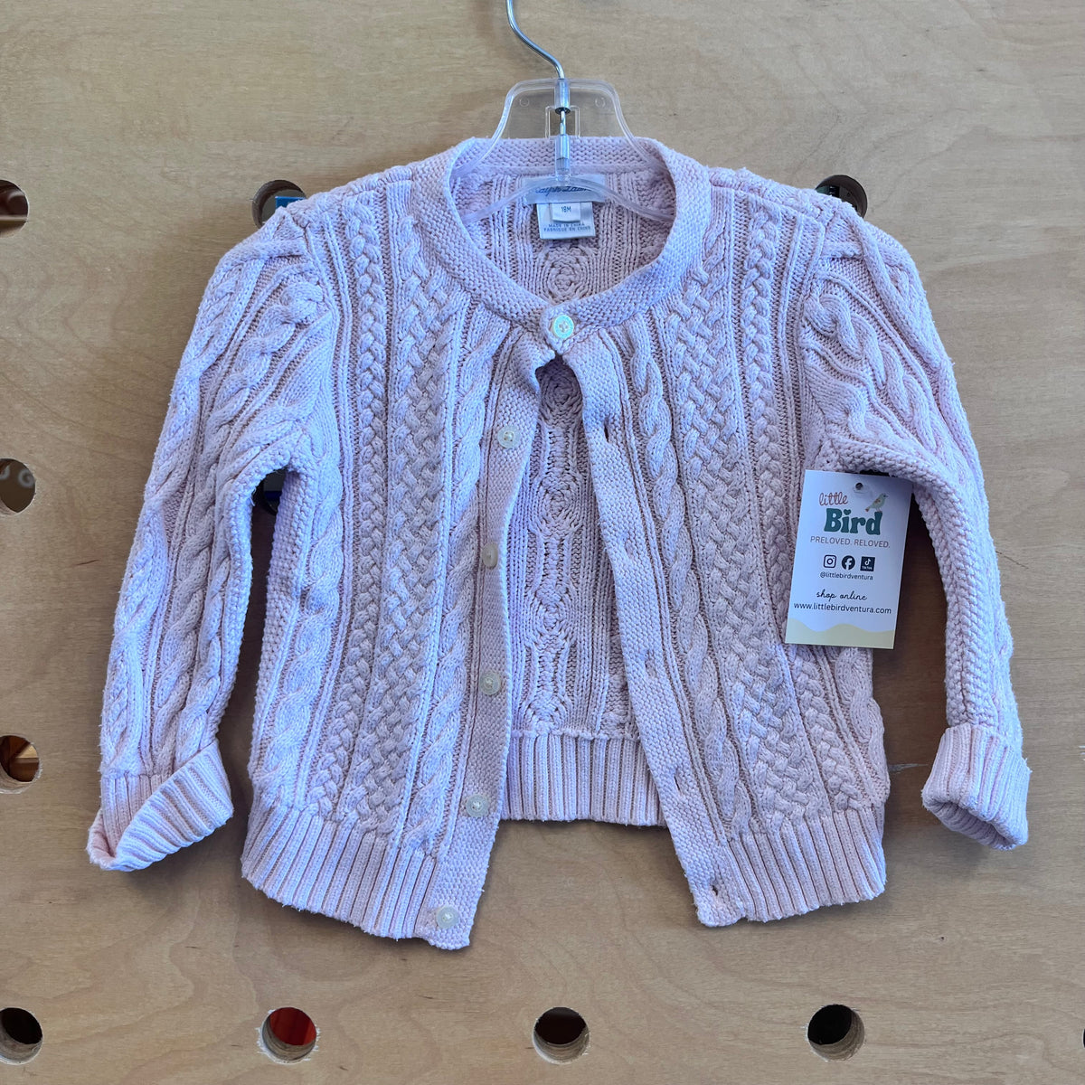 Pink Cable Knit Cardigan