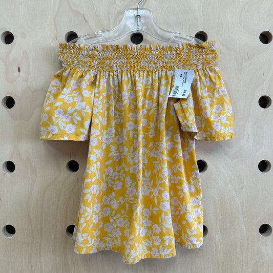 Yellow Floral Smocked Top