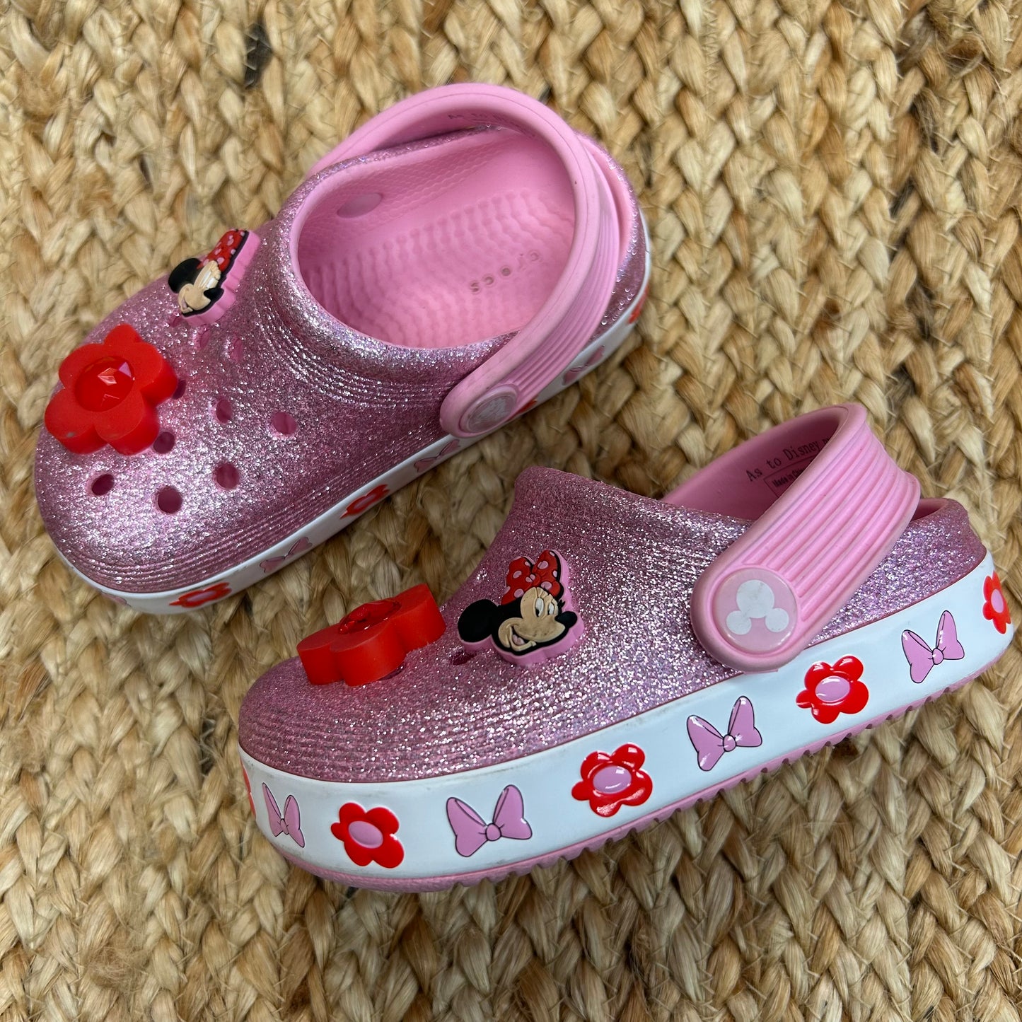 Pink Glitter Light Up Minnie Clogs