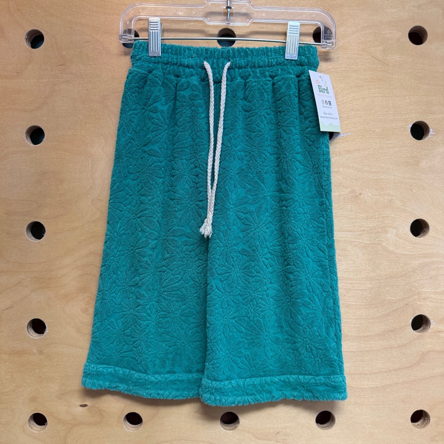 Green Wide Leg Terry Floral Pants