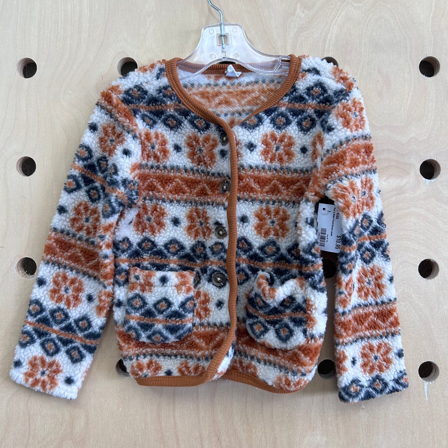 Rust & Black Floral Sherpa Jacket