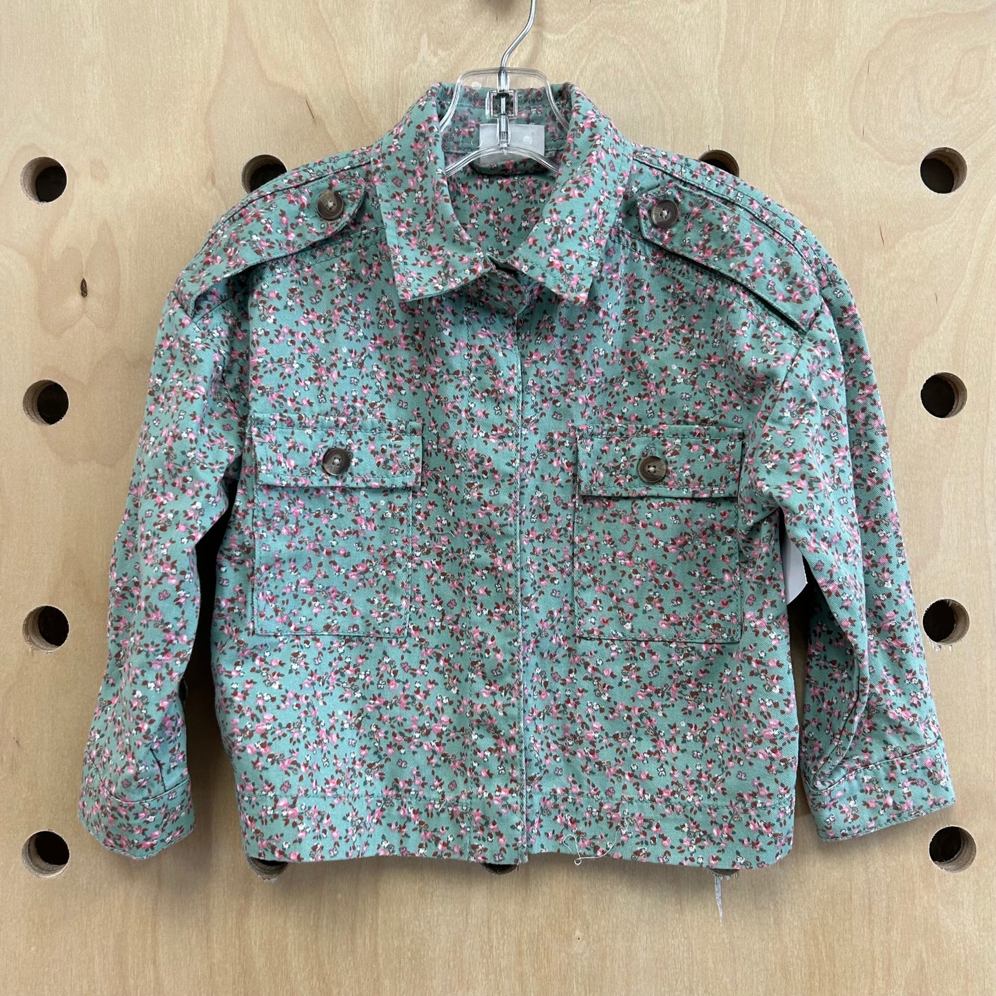 Mint Floral Denim Jacket