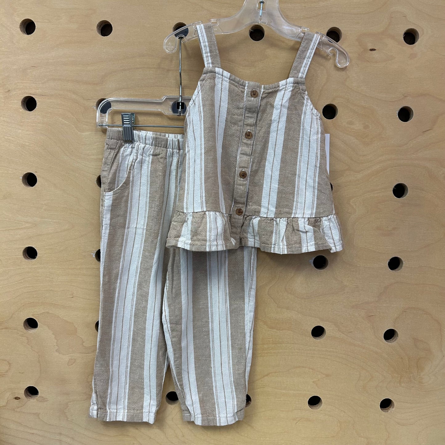 Tan Striped Linen Blend Outfit