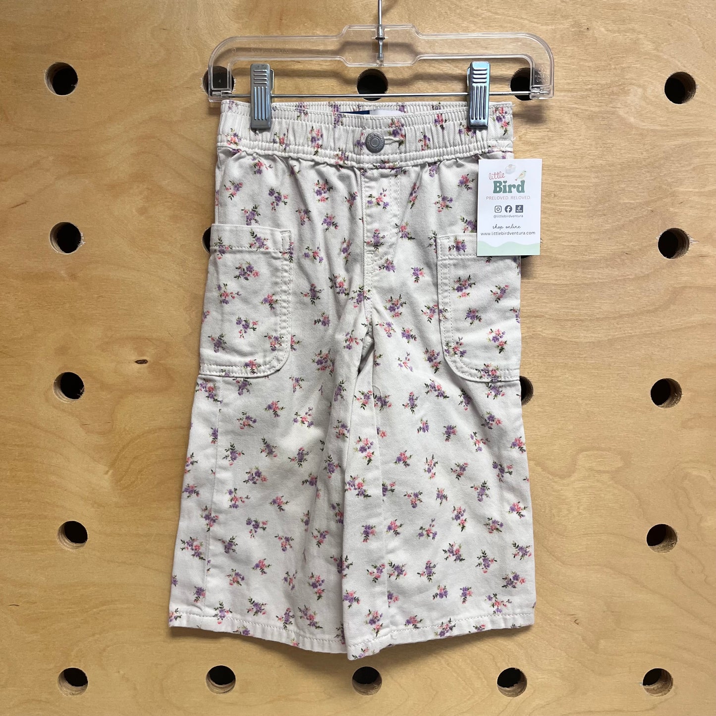 White Floral Wide Leg Pants