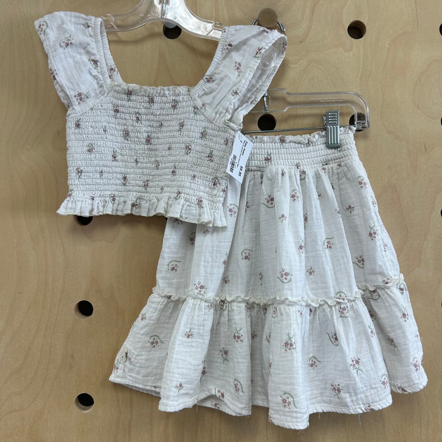 White & Lavender Floral Tank & Skirt
