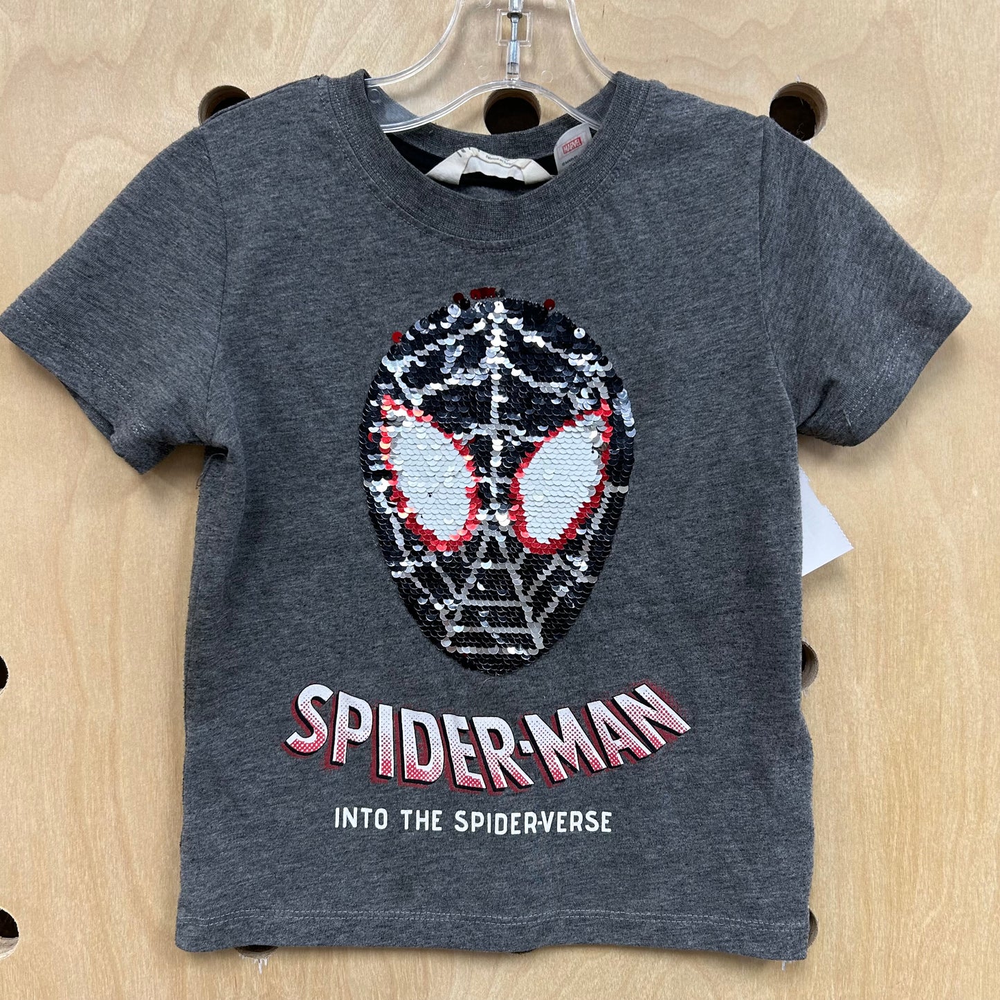 Grey Flip Sequins Spiderman Tee