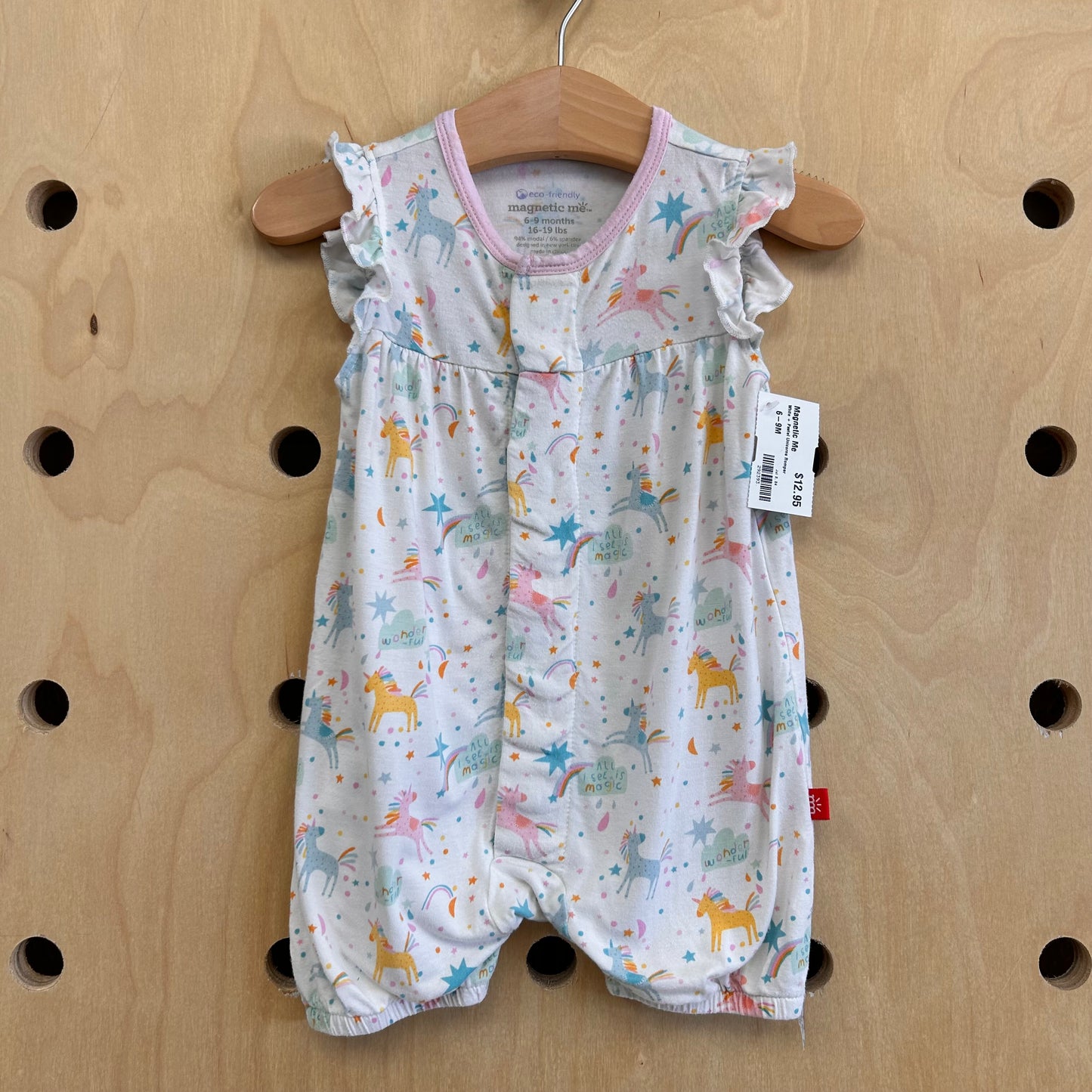 White + Pastel Unicorns Romper