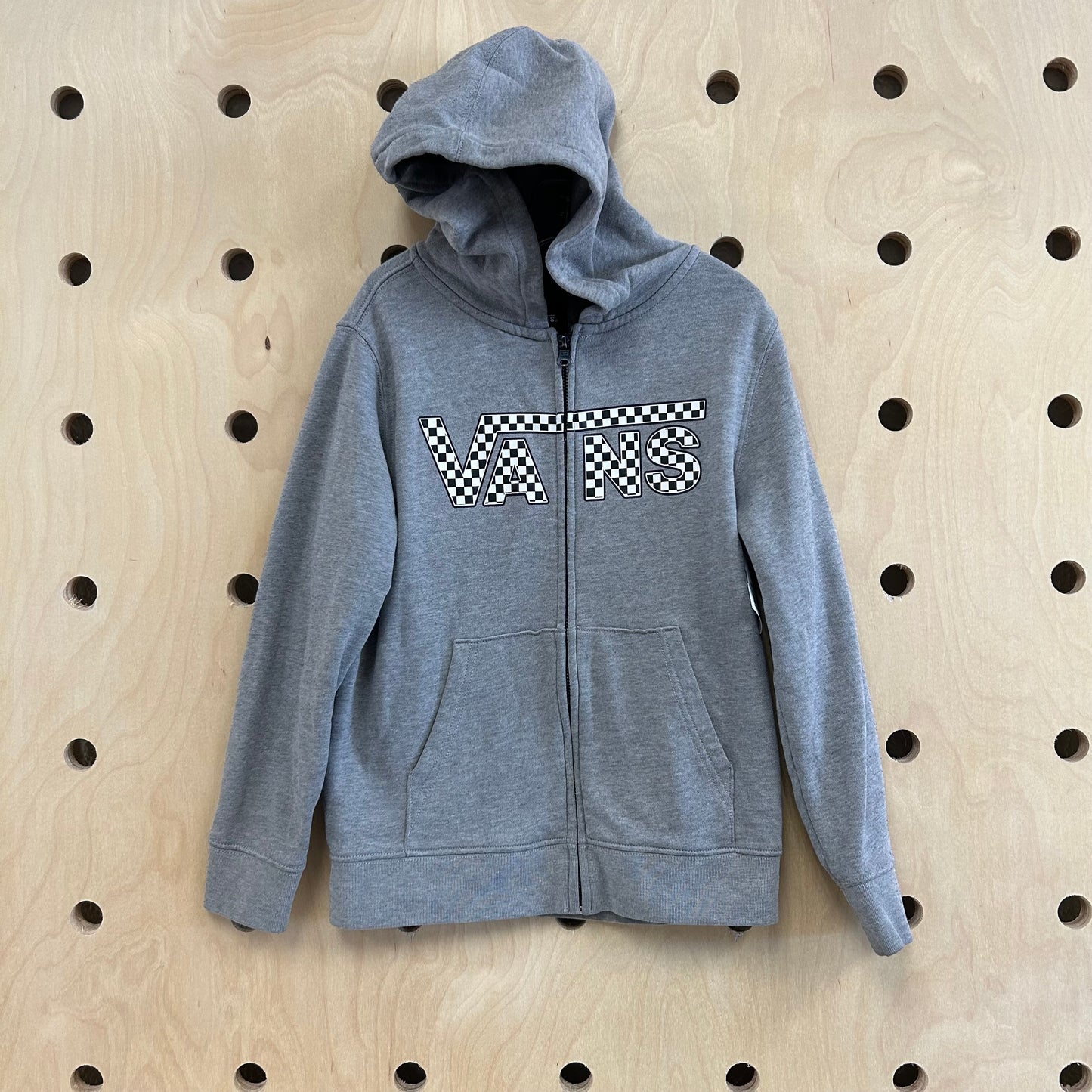 Grey Checkered Logo Zip Hoodie