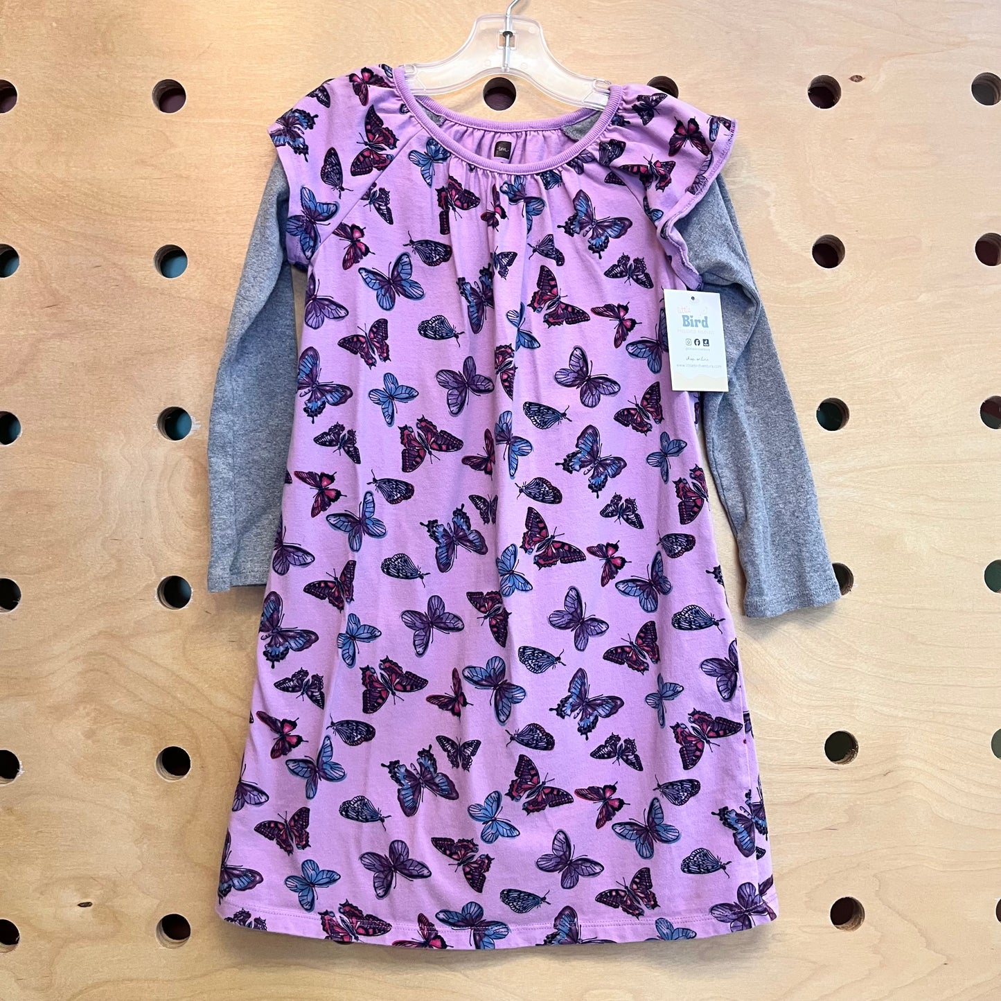 Purple/Grey Butterfly Cotton Dress