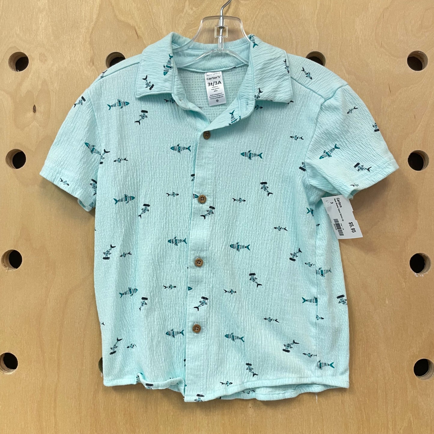 Aqua Sharks Gauze Button Up