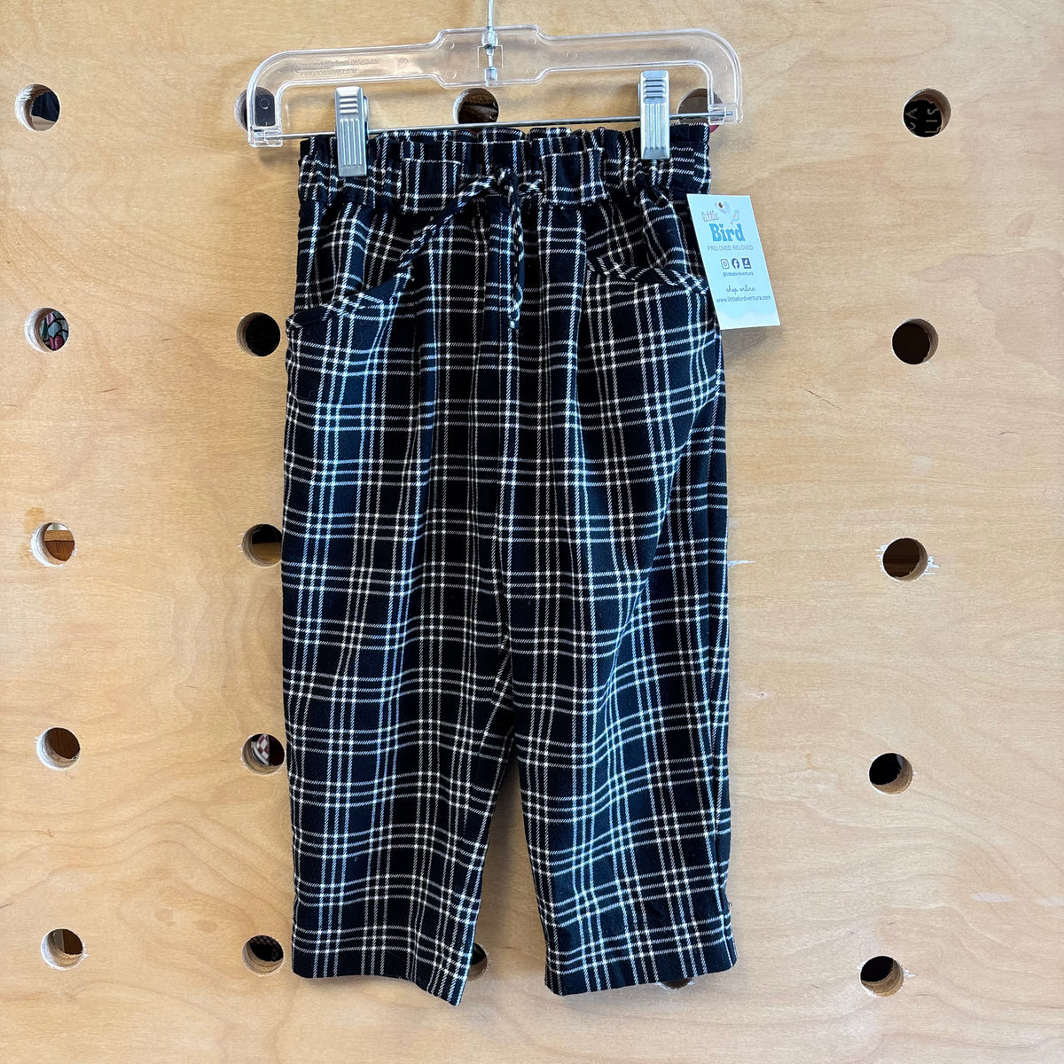 Black/White Plaid Drawstring Pants