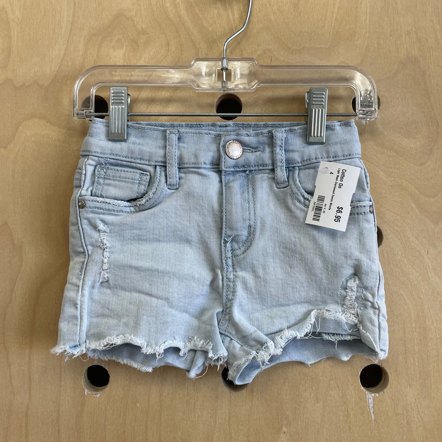 Light Wash Distressed Denim Shorts