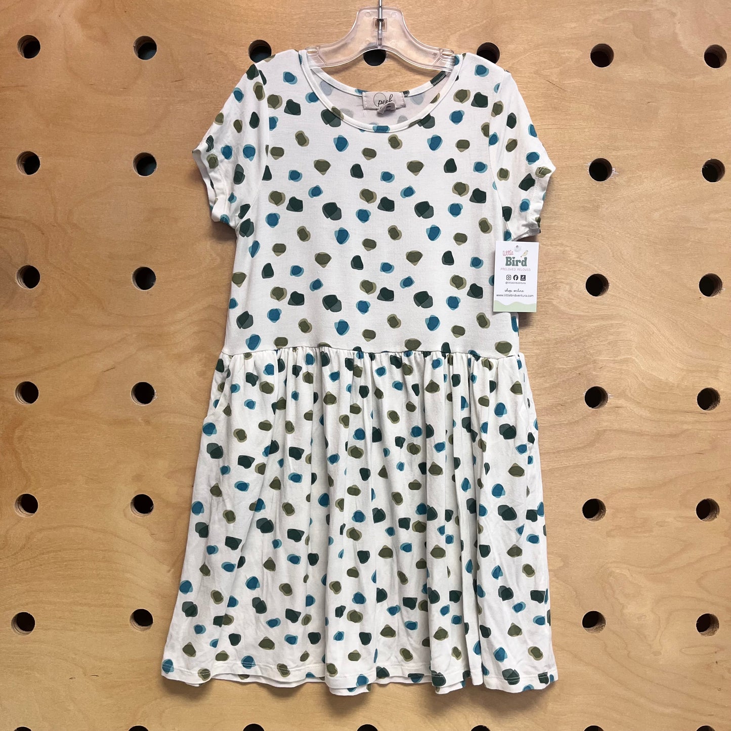 White/Green Modal Spotted Dress