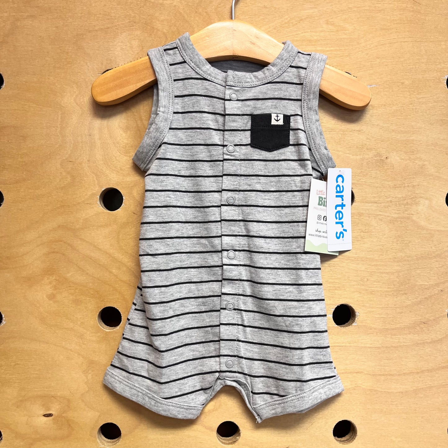 Grey & Black Striped Anchor Romper NEW!