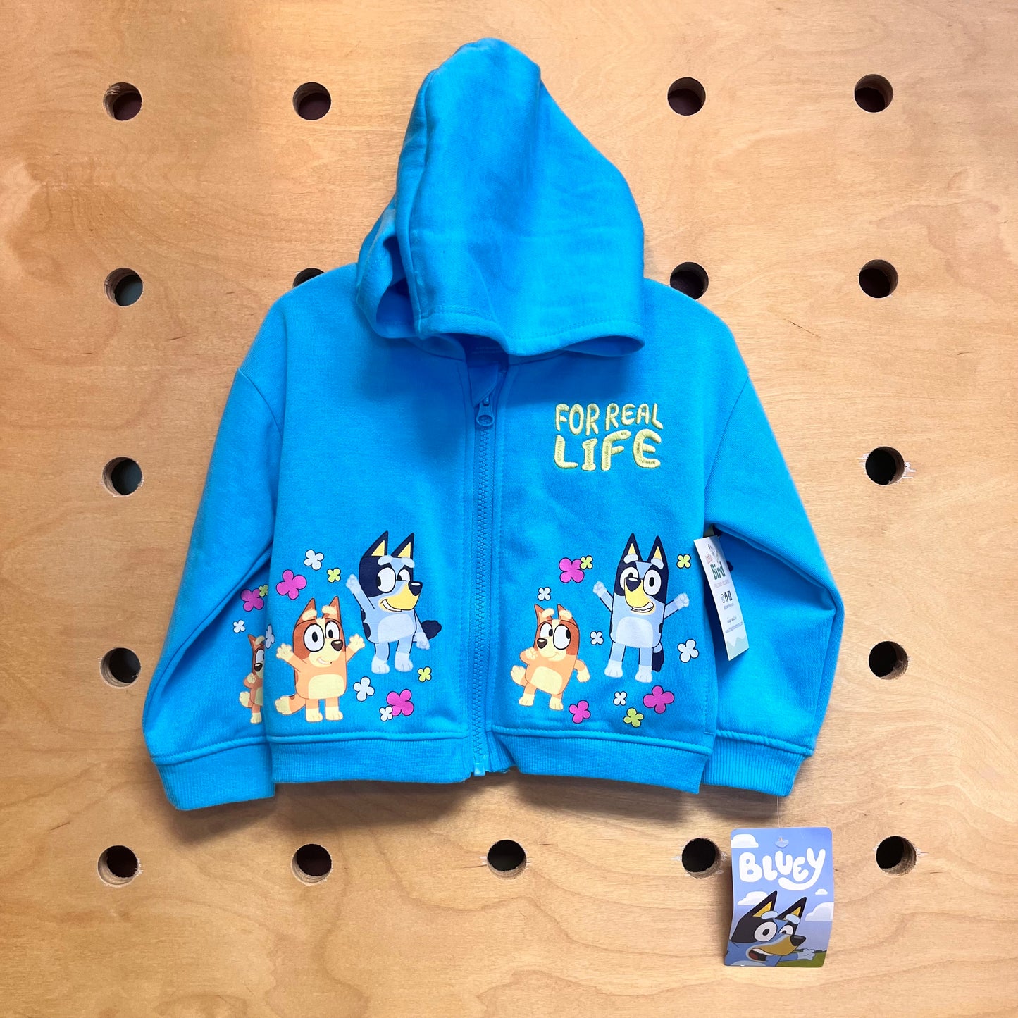 Blue 'For Real Life' Zip Hoodie