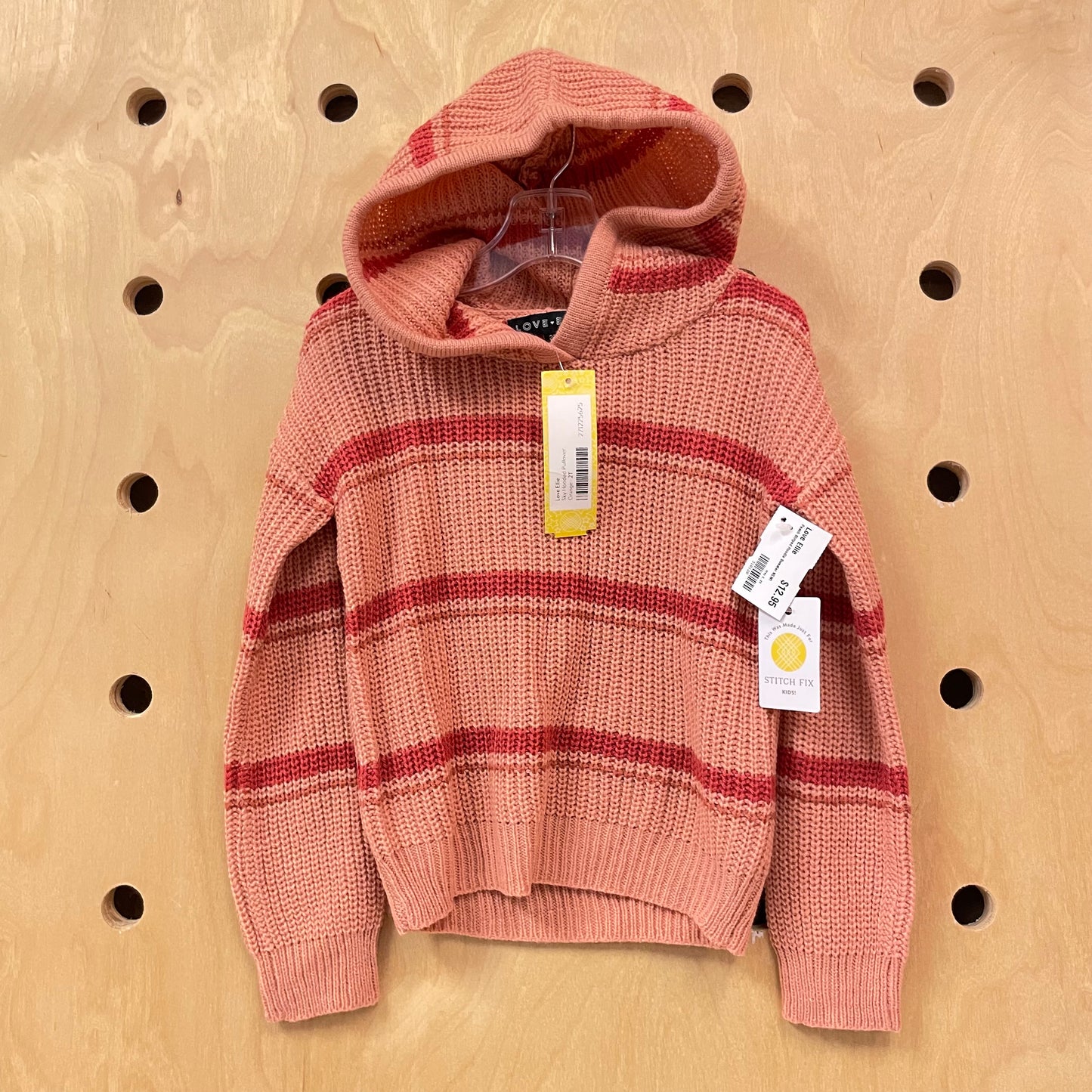 Peach Striped Hoodie Sweater NEW!