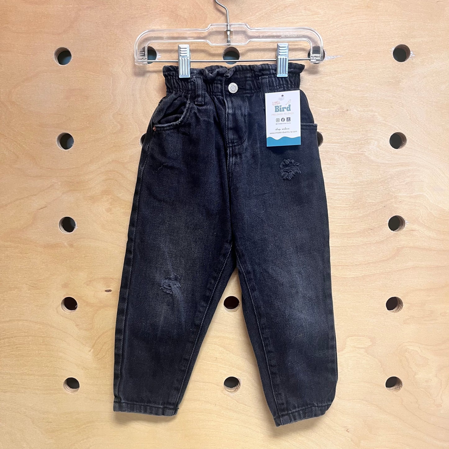 Distressed Pull On Paper Bag Denim