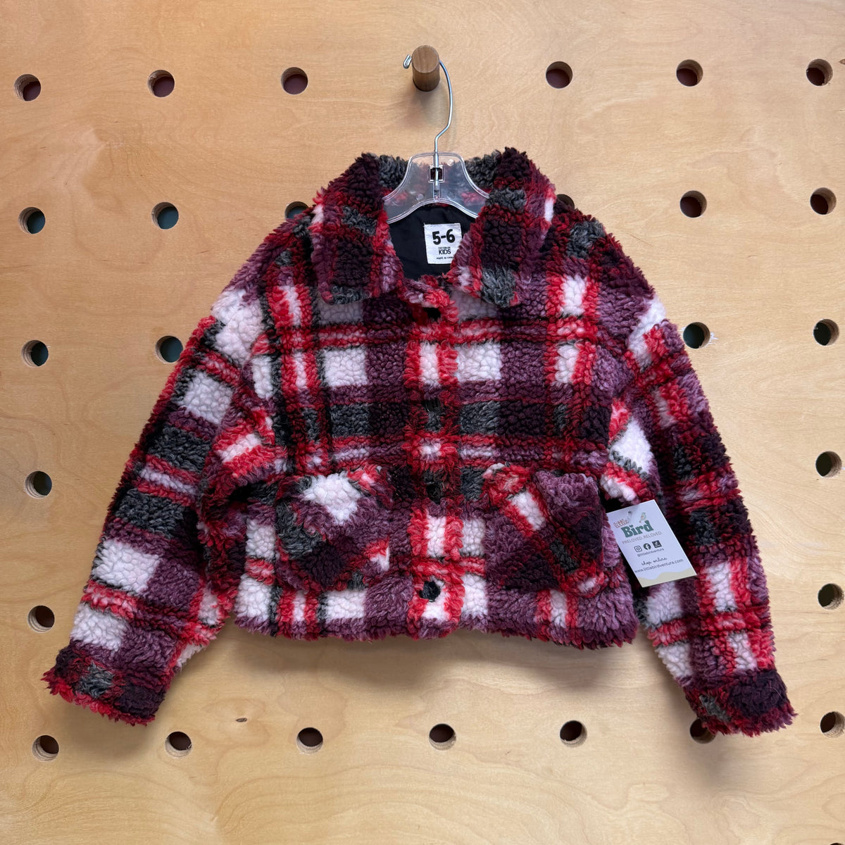 Purple/Red Sherpa Plaid Jacket