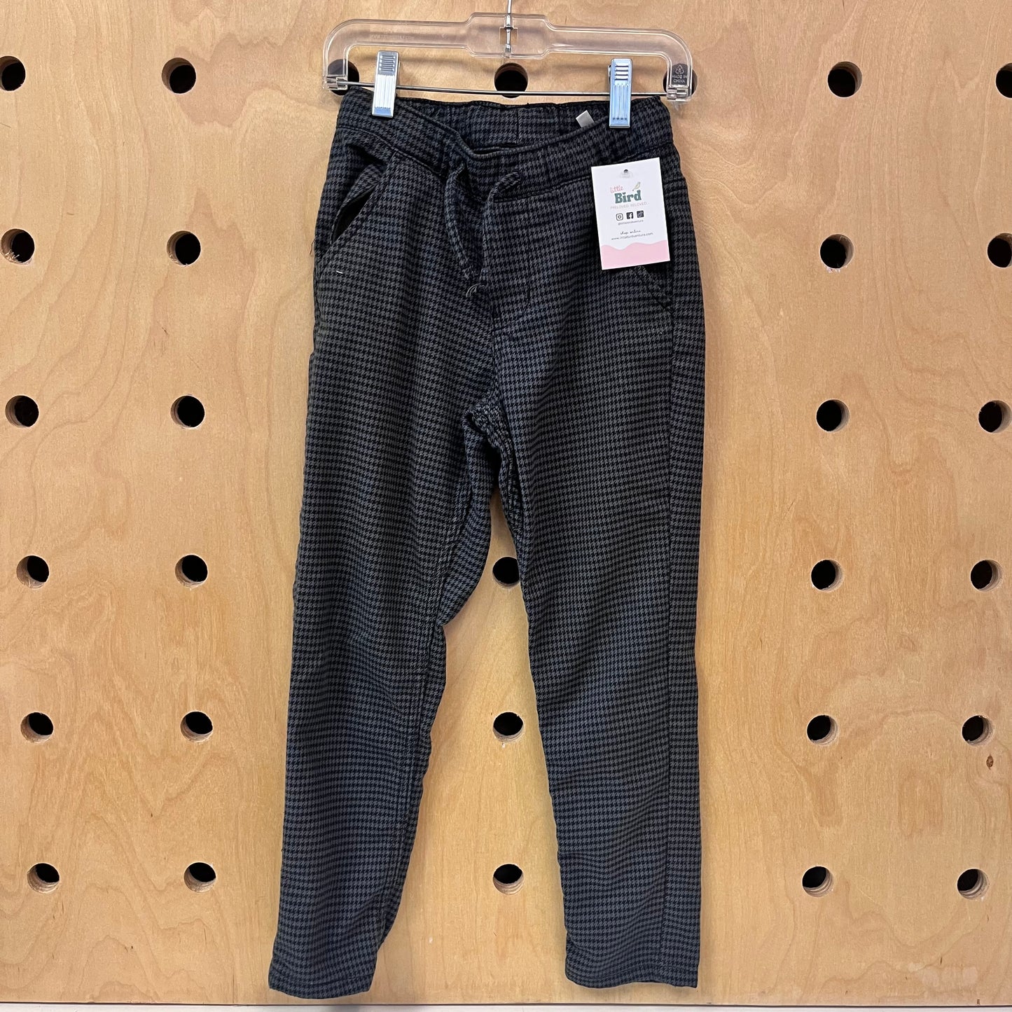 Grey Houdstooth Drawstring Pants