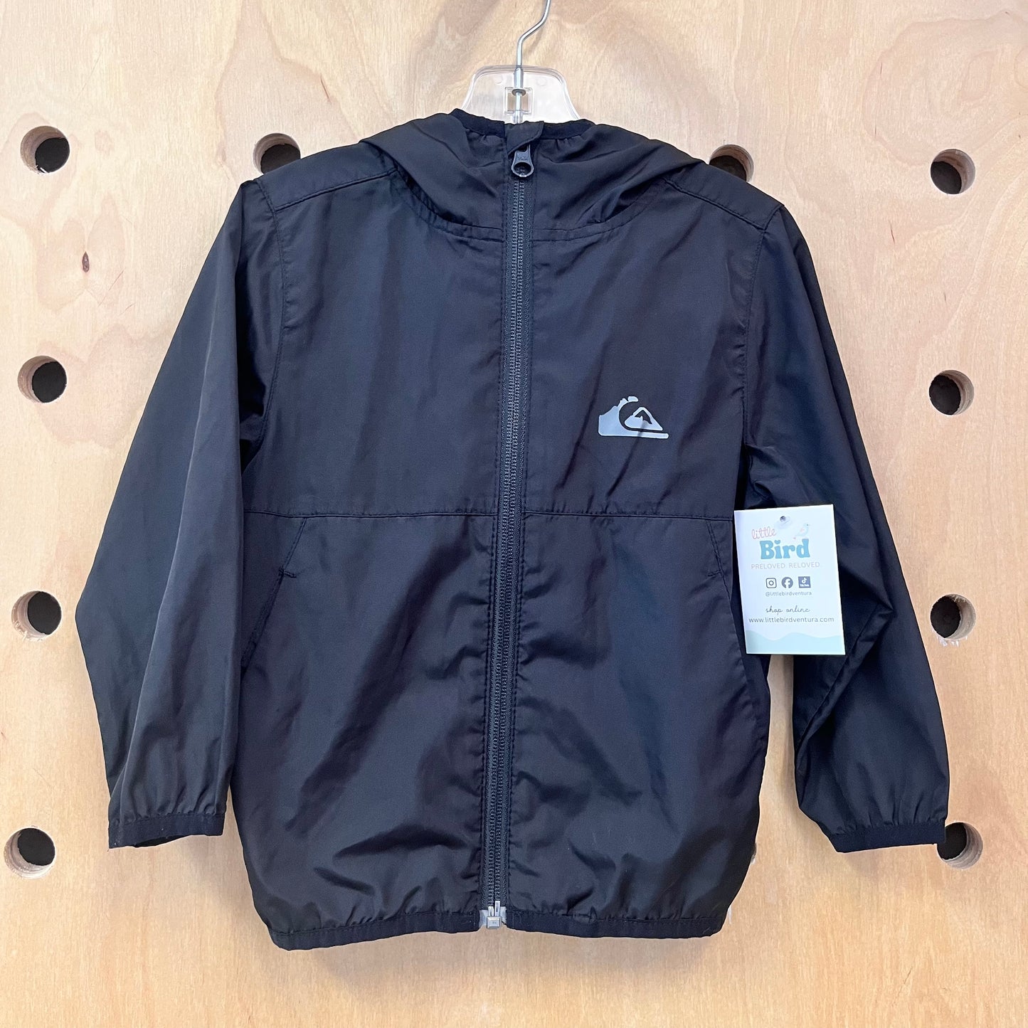 Black Windbreaker Zip Hoodie