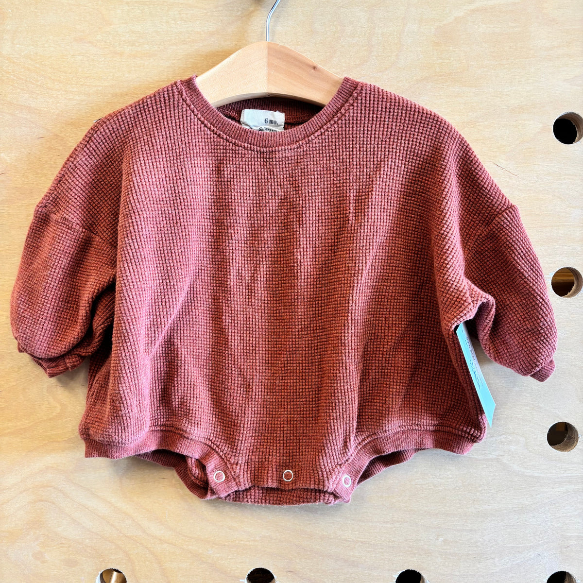 Rust Waffle Knit Bubble Romper