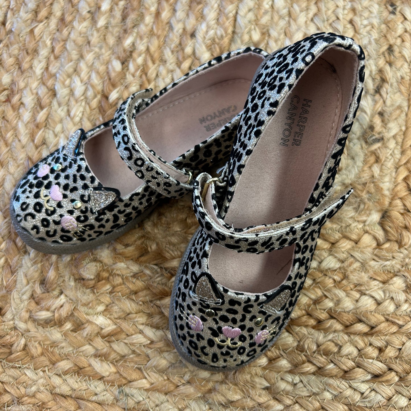 Gold Leopard Velcro Mary Janes