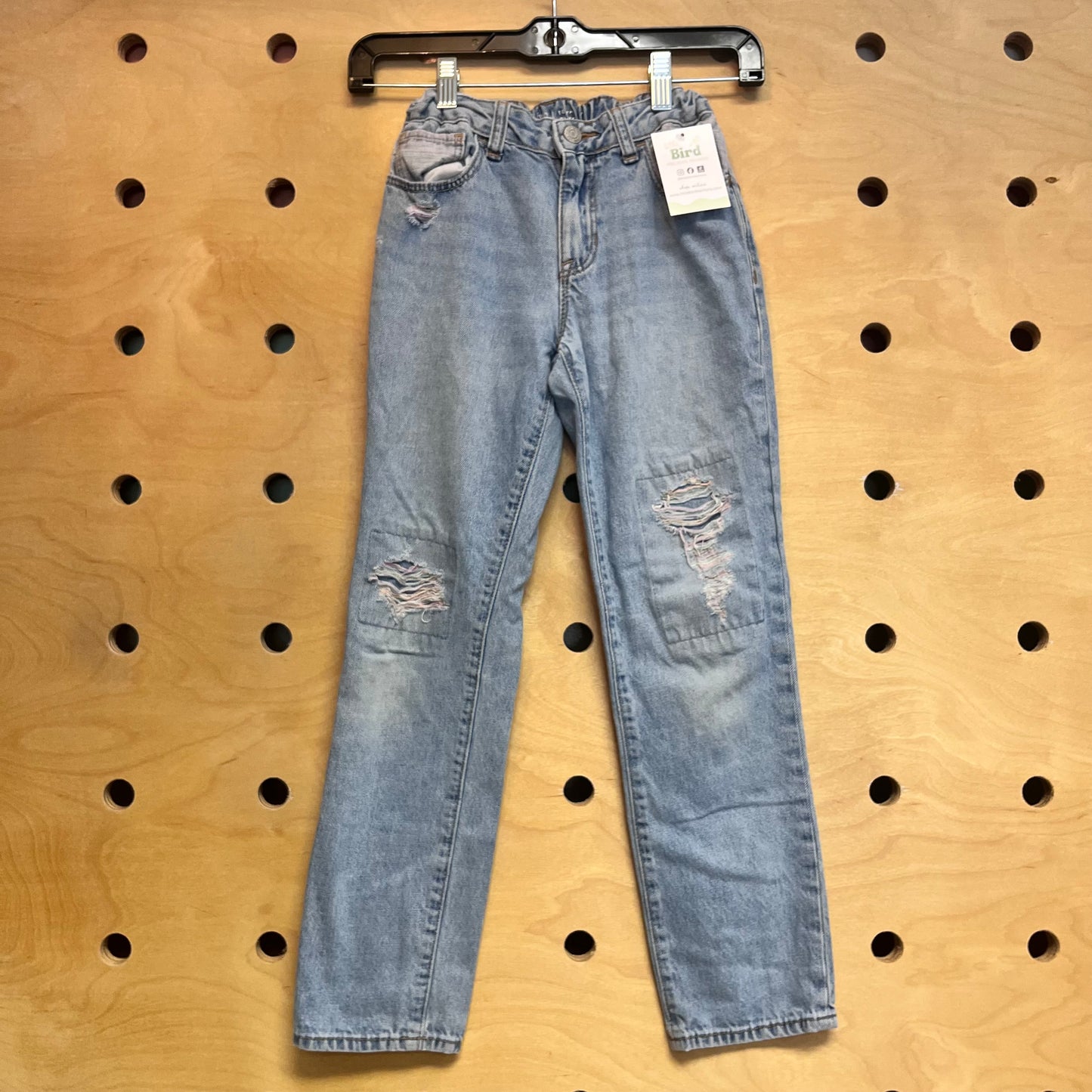 Light Wash Colorful Thread Girlfriend Jeans