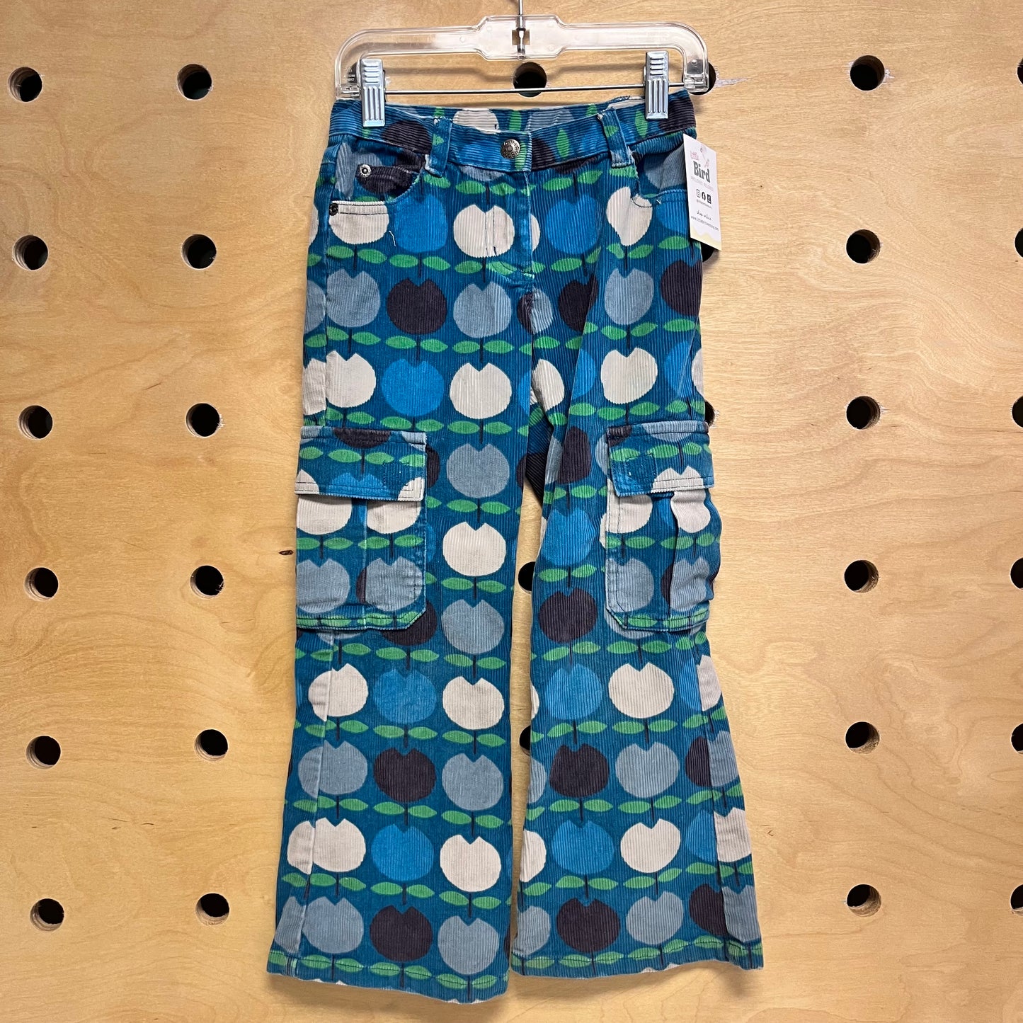 Blue Cord Tulips Cargo Pants