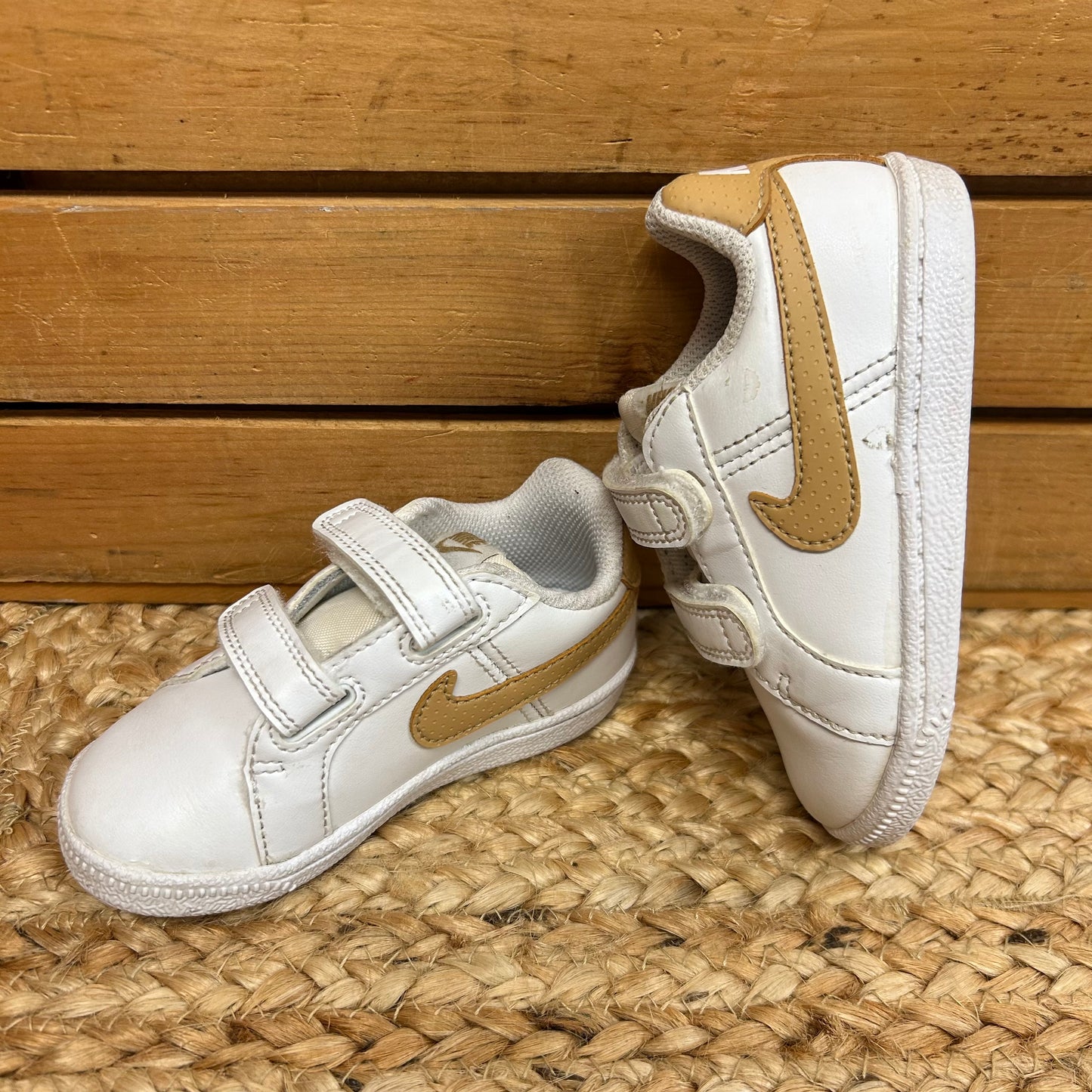 White & Gold Court Royale Sneakers