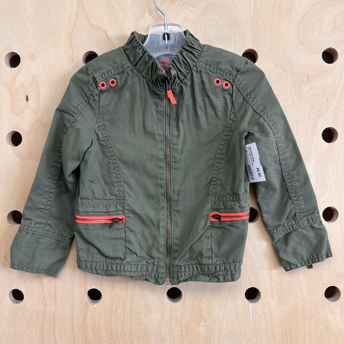 Olive + Bright Coral Jacket